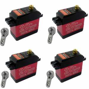 4PCS With servo metal arm DS3218MG 20KG High voltage 5V-6.8V metal shell Digital Waterproof Servo for baja cars RC toys