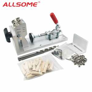 ALLSOME Woodworking Pocket Hole Jig System Guide Carpenter Kit Inclined Hole Drill Tools Camp Base 9.5mm Drill Bit Kit HT174