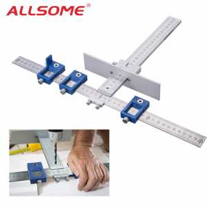 ALLSOME Aluminum Alloy Drill Guide Sleeve Cabinet Hardware Jig Drawer Pull Wood Drilling Dowelling Tools Set HT1469