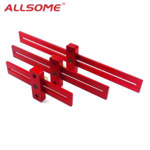 ALLSOME Aluminum Alloy 170/270/370mm Scale Measure Scribing Ruler Woodworking T-type Hole Ruler Marking Tool HT2539-2541