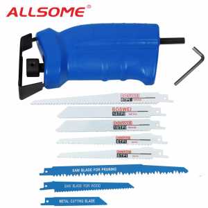 ALLSOME Reciprocating Saw Metal Cutting wood Cutting Tool electric drill attachment with 8 blades Power Tool Accessories HT2513