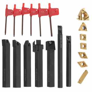 ALLSOME 7pcs 7pcs 12mm Shank Lathe Boring Bar Turning Tool Holder Set With Carbide Inserts