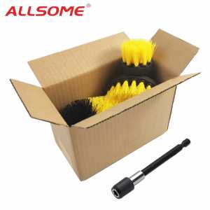 ALLSOME 3Pcs Electric Drill Cleaning Brush with Sponge and Extend Attachment Tile Grout Power Scrubber Tub Cleaning Brush HT2812