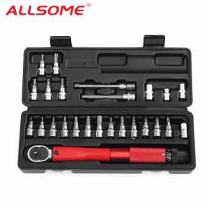 ALLSOME 25PCS 2-24NM Adjustable Torque Wrench Bicycle Repair Tools Kit Bike Repair Spanner Hand Tool Set HT2688