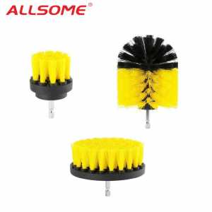 ALLSOME Electric Drill Brush Kit Tile Grout Scrubber Cleaning Drill Nylon Brushes Tub Cleaner Kit Wood Grinding Polishing Tool+