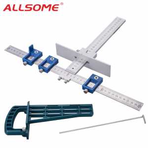 ALLSOME Drill Guide Sleeve Cabinet Hardware Jig Kit + Magnetic Drawer Slide Jig Set Mounting Tool For Cabinet Furniture
