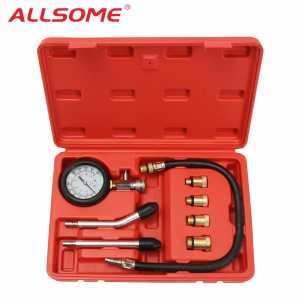 ALLSOME Pro Petrol Gas Engine Cylinder Compression Tester Oil Pressure Gauge Kit Motor Auto HT2767