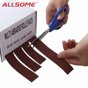 ALLSOME 4pcs 25mmx6m Sanding Belt Roll Drawable Emery Cloth Sandpaper Grinding Belts Soft Sandpaper Roll for Wood Turners HT2808