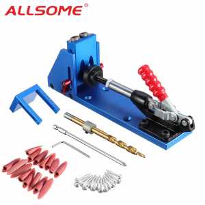 ALLSOME Wood Working Tool Pocket Hole Jig with Toggle Clamp and 9.5mm Drill Bit PH1 Screwdriver For Carpenter Hardware