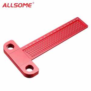 ALLSOME Woodworking Scriber T-type Ruler 160mm Hole Positioning Scribing Gauge Aluminum Alloy Crossed Feet Metric Measuring