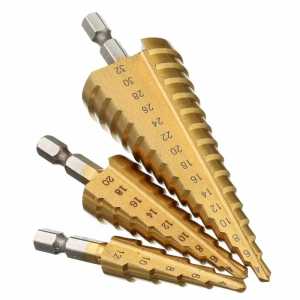 3PCS Hss Step Drill Bit Set Cone Hole Cutter Taper Metric 4 - 12 / 20 / 32mm 1 / 4 