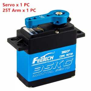 Free Shipping FEETECH 7.4V 35kg stainless steel gear digital servo 360 Degree High Torque Waterproof servo for 1/8 1/10 RC Cars