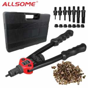 ALLSOME BT-605 Auto Blind Riveter Guns Kits Manual Mandrels M3 M4 M5 M6 M8 M10 M12 + 300pcs Rivet Nuts With Box