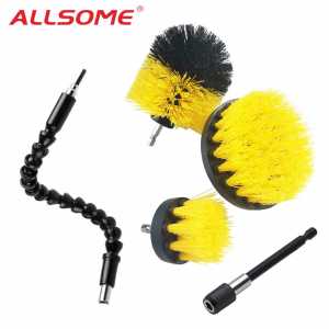 ALLSOME 5pcs/set Drill Power Scrub Clean Brush For Leather Plastic Wooden Furniture Car Interiors Cleaning Power Scrub HT2817