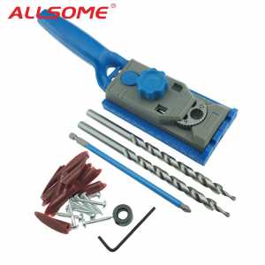 Pocket Hole Jig System Drill Guide Wood Doweling Joinery Screws Clamping Jig Woodworking Drilling + 2PC Drill Bit