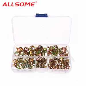 ALLSOME 75Pcs Fuel Hose Line Tubing Clamp Spring Band Type Action Pipe Clip Color-Zinc Plated HT2764