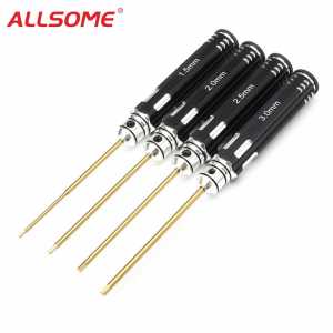 4 In 1 Screwdriver Hexagon Head 1.5 2.0 2.5 3.0mm HSS Titanium Coated Hex Screw Driver Tools Set Kits For RC FPV Helicopter Car