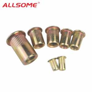 ALLSOME Carbon Steel Rivet Nuts Flat Head Insert Nutsert Threaded Rivetnut M3 M4 M5 M6 M8 M10