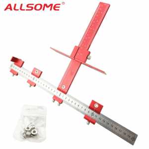 ALLSOME Inch/Metric Cabinet Hardware Jig Drill Guide for 4mm 5mm Drill Bit Power Tool Aluminum Alloy Dowelling Tools Woodworking