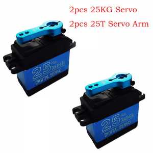 2pcs Free Shipping 25kg Servo Motor Digital Standard Metal Shell Servo for 1/8 1/10 RC Car  RC Fishing Boat