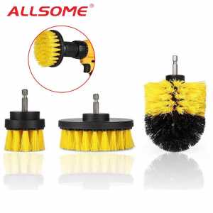ALLSOME 3pcs Power Scrubber Brush Set For Bathroom Drill Scrubber Brush For Cleaning Cordless Drill Attachment Kit