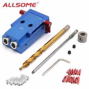 Mini Style Pocket Hole Jig Kit System For Wood Working & Joinery + Step Drill Bit & Accessories Wood Work Tool Set With Box