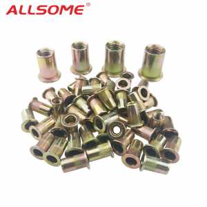 ALLSOME 300pcs M3 M4 M5 M6 M8 M10 Head Rivet Nuts Set Nuts Insert Reveting Multi Size Rivet Nuts Collocation with BOX HT2599