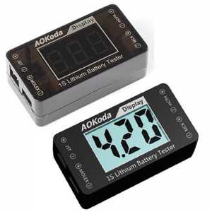 Ultralight 10g AOKoda AOK-041 1S Lithium Battery Tester Indicator Checker For JST MOLEX mCPX MCX Plug Connector Battery Voltage