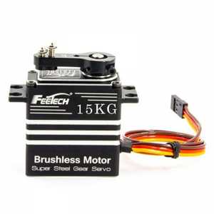 Feetech 7.4V 15KG Aluminium Case steel Gear PWM digital 180 degree Brushless Servo motor with 25T metal Arm for RC cars robots