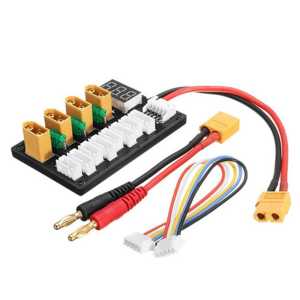 XT60 Mini parallel charging board electric capacity display with fuse parallel adapter B6 expansion board for 3s 4s LiPo Battery