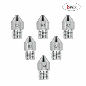6pcs/Lot 3D Printer Stainless Steel Nozzles Size 0.4mm  For 1.75mm Extruder Print Head Brass Nozzle MK8 Makerbot