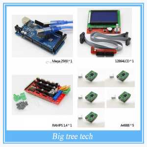 3D Printer kit-1pcs Mega 2560 R3 + 1pcs RAMPS 1.4 Controller + 5pcs A4988 Stepper Driver Module +1pcs 12864 controller