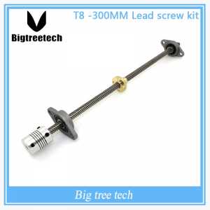 T8*8 Lead screw 300mm 8mm Spacing 2mm+ brass copper nut + KFL08 bearing Bracket +5*25*8MM Flexible Coupling for 3D printer&CNC