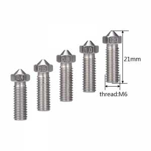 10pcs 3D Printer Parts Volcano Nozzle Stainless Steel M6 Nozzle Extra 0.4mm/0.6mm/0.8mm/1.0/1.2mm for 1.75/3.0mm filament
