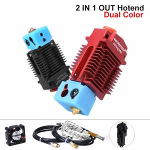 2 In 1 Out Hotend Dual Color Bowden Extruder 12V/24V with Fan PTFE Tube Switching Hotend 3D Printer Parts 0.4/1.75mm MK8 Titan