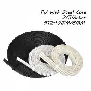 2/5M PU with Steel Core GT2 Belt Black White 2GT Timing Belt 6/10mm Width Reinforce Open Belt for 3D printer
