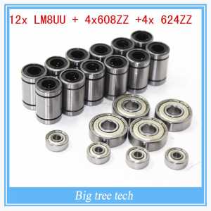 12 x LM8UU & 4 x 608ZZ & 4x 624ZZ Bearing Kit for RepRap 3D Printer