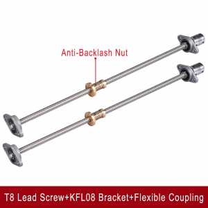 T8 Lead screw 8mm 300/350/350/380/400/500mm+Anti-Backlash Nut+KFL08 bearing Bracket +Flexible Coupling 3D printer parts &CNC