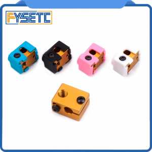 5x Golden V6 Aluminum Heater Block All-Metal V6 Extruder With Silicone Sock For HotEnd 20*16*12mm 3D Printer Parts