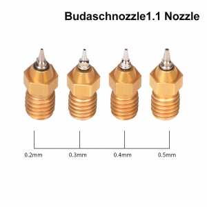 High Quality Budaschnozzle1.1 Brass Nozzle Airbrush 0.2/0.3/0.4/0.5MM 1.75MM 3D Printer Parts for Ender-3 CR-10 V6 j-head Hotend