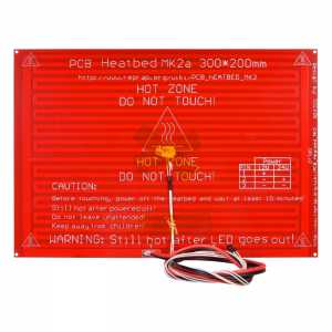 MK2A Heatbed 300*200*2.0 with led Resistor and cable RepRap RAMPS 1.4 hot bed+100K ohm NTC 3950 Thermistors for 3D printer