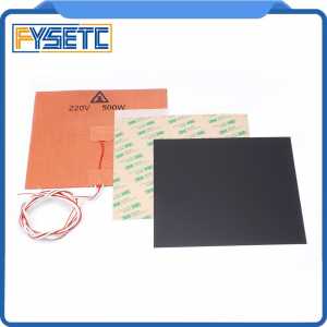 200X200mm 220V 500W Silicone Heater Pad + 0.5/0.8/1mm Frosted Black Build Surface Polyetherimide Cold PEI Sheet For Prusa i3