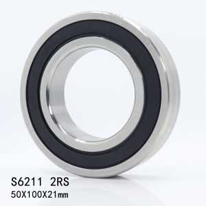 1PC S6211RS Bearing 50*100*21 mm ABEC-3 440C Stainless Steel S 6211RS Ball Bearings 6211 Stainless Steel Ball Bearing