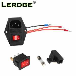 LERDGE Power Switch 220V/110V 10A power socket with  triple Rocker Switch tripod feet of copper with fuse for 3d printer Parts