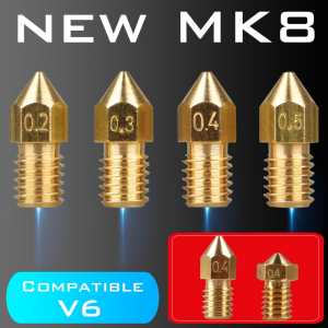 LERDGE 3d Printer Parts New MK8 Nozzle Print Extruder Hotend 1.75mm  Brass Copper 0.2 0.3 0.4 0.5 Makerbot Accessories