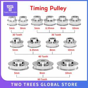 GT2 Timing Pulley 30 36 40 60 Tooth Wheel Bore ( 5/6.35/8/10mm ) Aluminum Gear Teeth Width 6mm Parts For Reprap 3D Printers Part