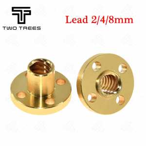 T8 Trapezoidal Nuts 2mm 4mm 8mm Copper Screws For Stepper Motor Lead Screw Diameter 8mm Pitch 2mm Brass 3D Printer Part Guide