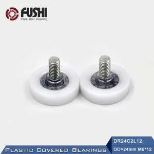 DR24C2L12 Screw Pulley Bearing 6*24*7 mm ( 2 PCS ) Doors and Windows Roller Mute Wheel POM 636 M6*12 Plastic Covered Bearings