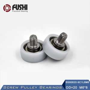 606ZZ Screw Pulley Bearing OD 20 mm M6*8 ( 2 PCS ) Doors and Windows Roller Mute Wheel POM 606 Plastic Covered Bearings