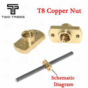 2Pcs Brass T8x8mm Flange Lead Screw Nut Pitch 8mm Lead 8mm 3D Printer Accessories for CNC 3D Printer Parts T8 nut for CNC Parts